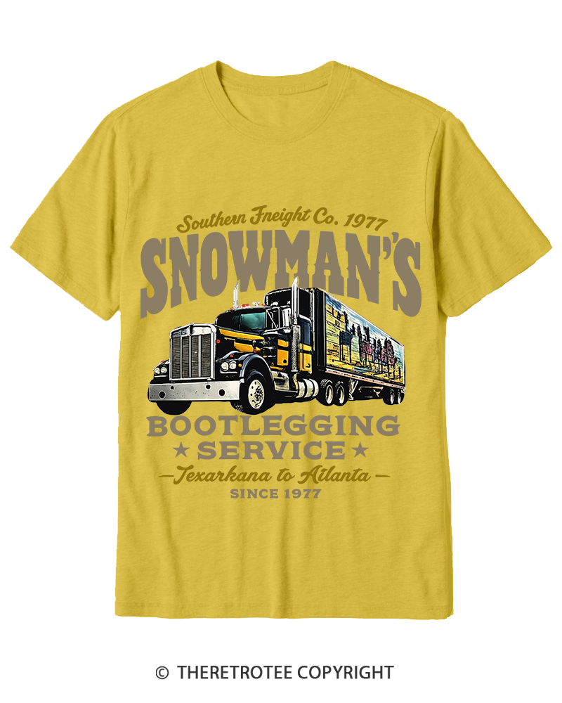 TheRetroTee Snowman's Bootlegging Service 1970s Cotton T-Shirt