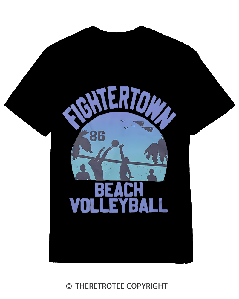 TheRetroTee Beach Volleyball 1980s Cotton T-Shirt