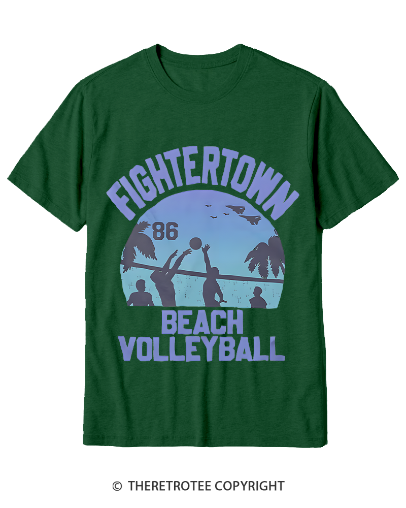 TheRetroTee Beach Volleyball 1980s Cotton T-Shirt