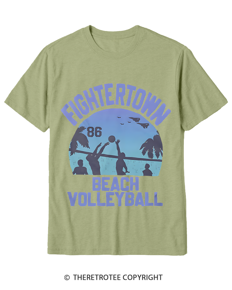 TheRetroTee Beach Volleyball 1980s Cotton T-Shirt
