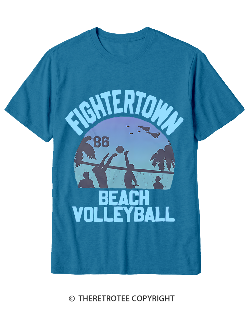 TheRetroTee Beach Volleyball 1980s Cotton T-Shirt