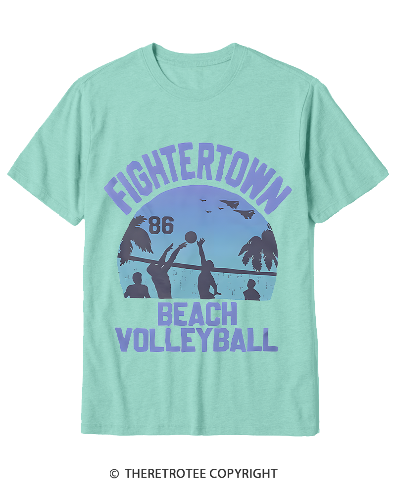 TheRetroTee Beach Volleyball 1980s Cotton T-Shirt