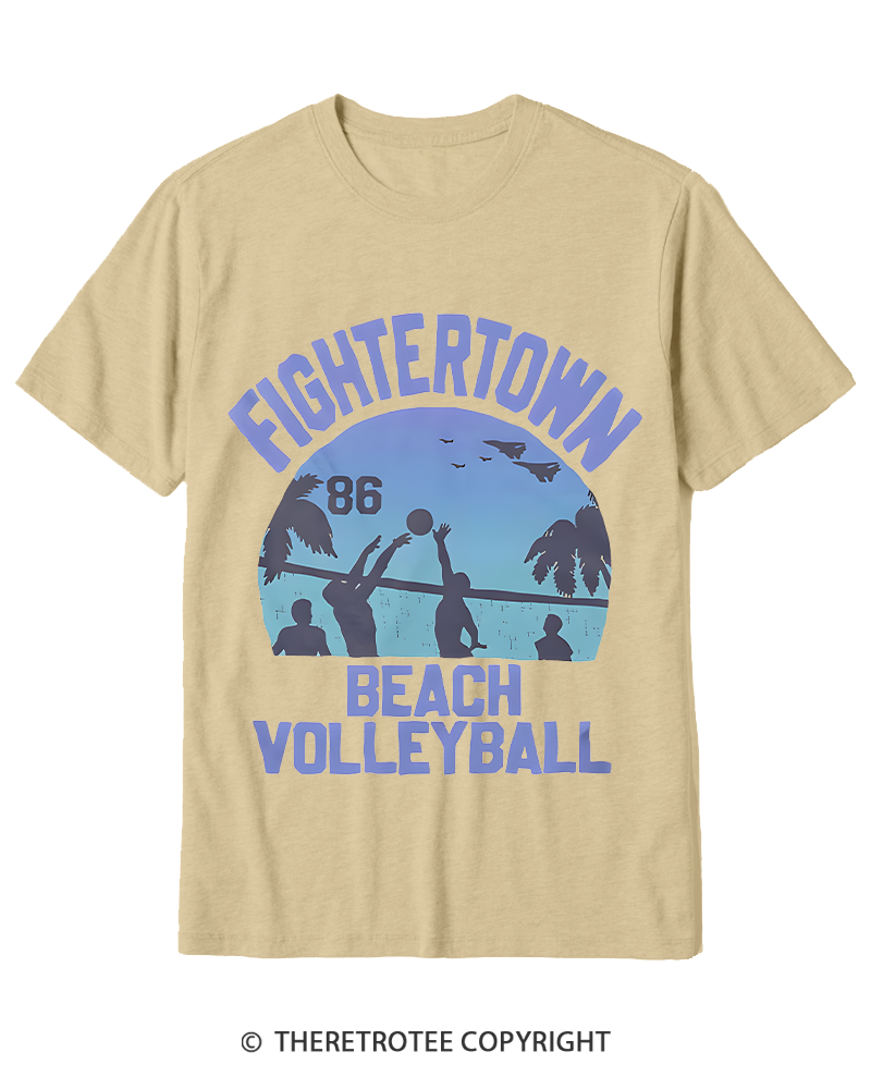 TheRetroTee Beach Volleyball 1980s Cotton T-Shirt