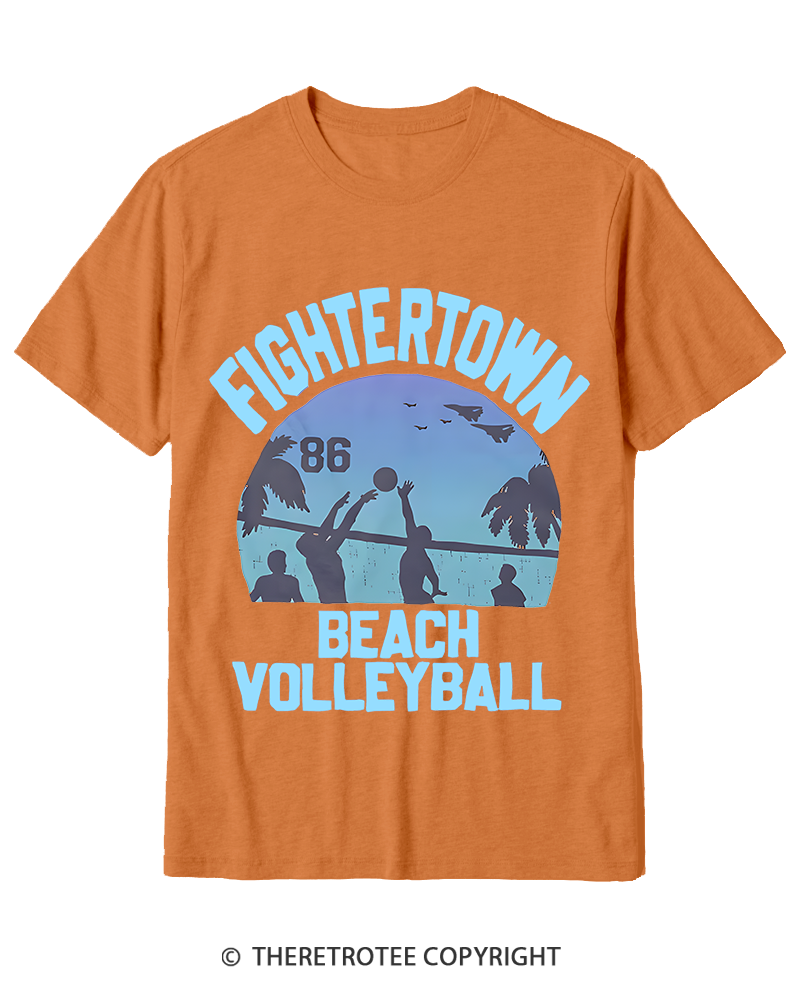 TheRetroTee Beach Volleyball 1980s Cotton T-Shirt