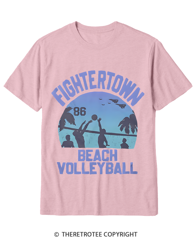 TheRetroTee Beach Volleyball 1980s Cotton T-Shirt