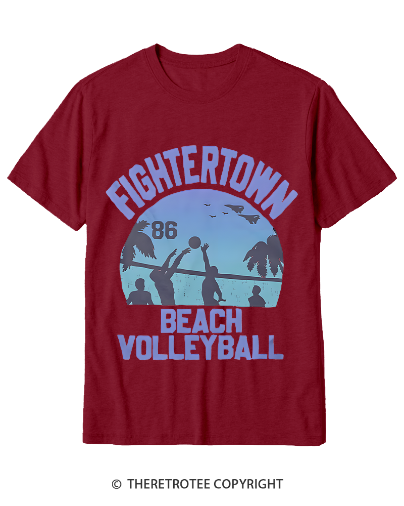 TheRetroTee Beach Volleyball 1980s Cotton T-Shirt