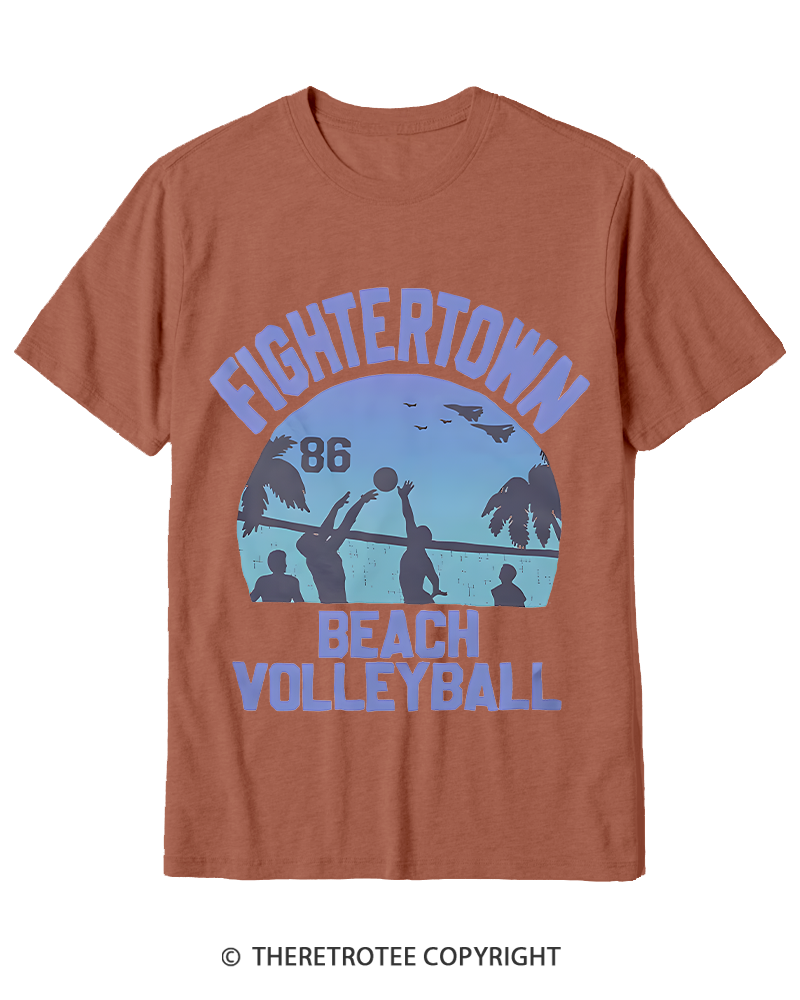 TheRetroTee Beach Volleyball 1980s Cotton T-Shirt
