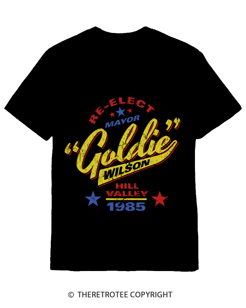 TheRetroTee Re-Elect Mayor Goldie Wilson 1980s Cotton T-Shirt