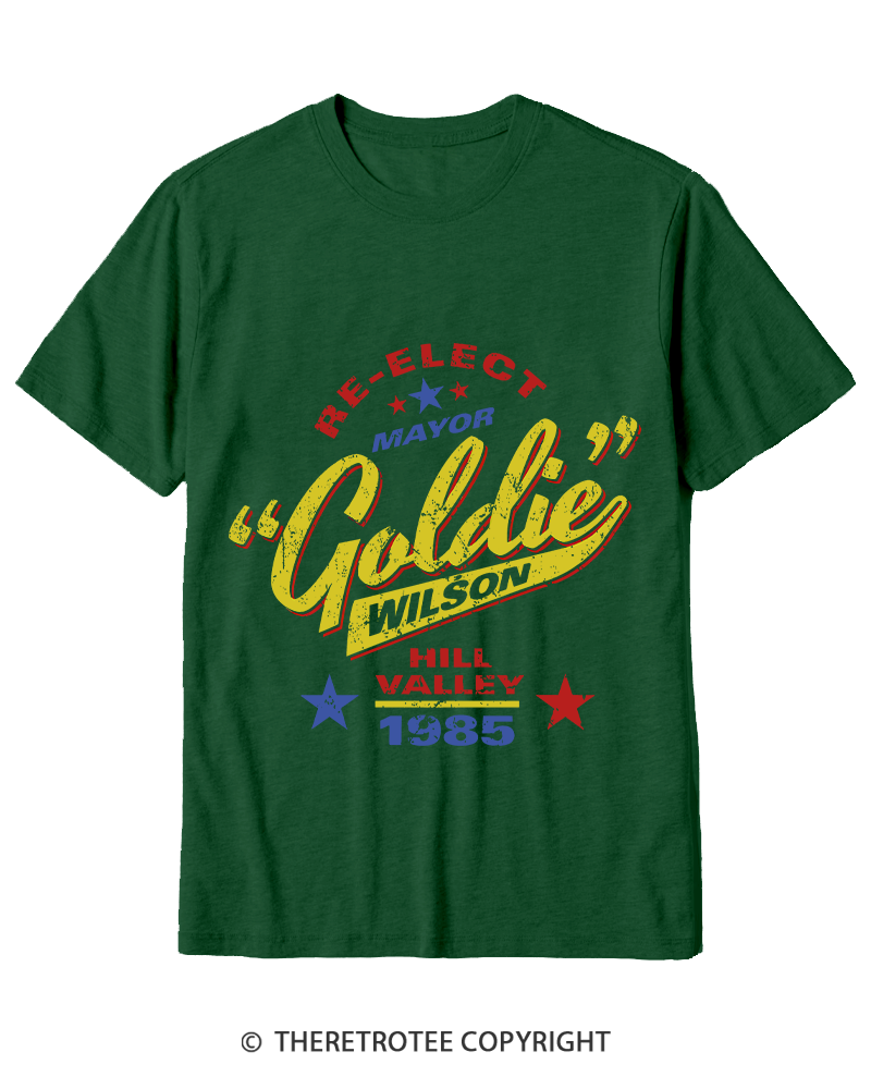 TheRetroTee Re-Elect Mayor Goldie Wilson 1980s Cotton T-Shirt
