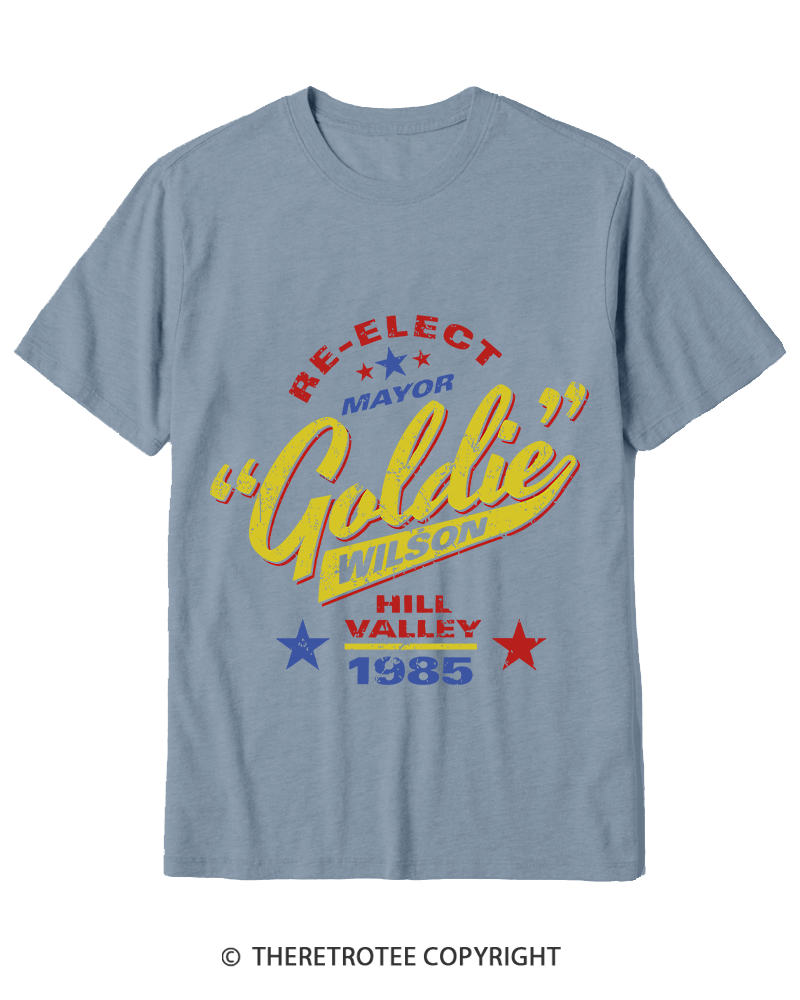 TheRetroTee Re-Elect Mayor Goldie Wilson 1980s Cotton T-Shirt