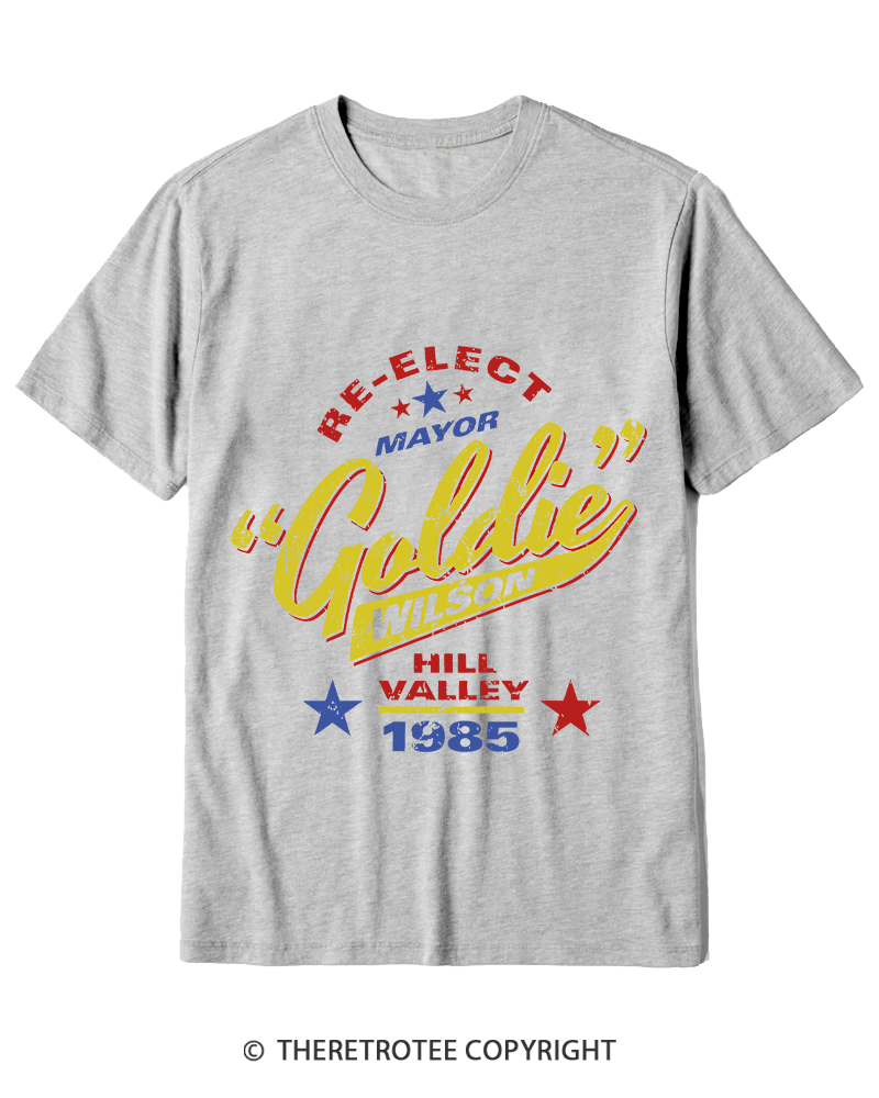 TheRetroTee Re-Elect Mayor Goldie Wilson 1980s Cotton T-Shirt