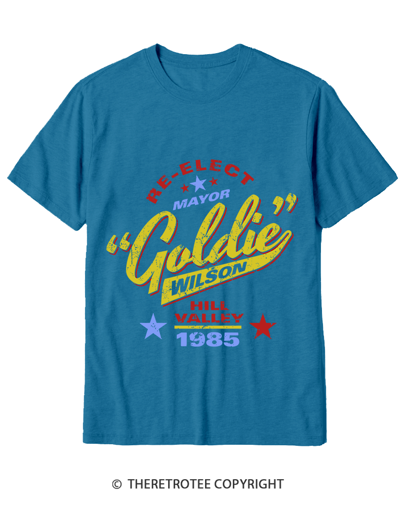 TheRetroTee Re-Elect Mayor Goldie Wilson 1980s Cotton T-Shirt