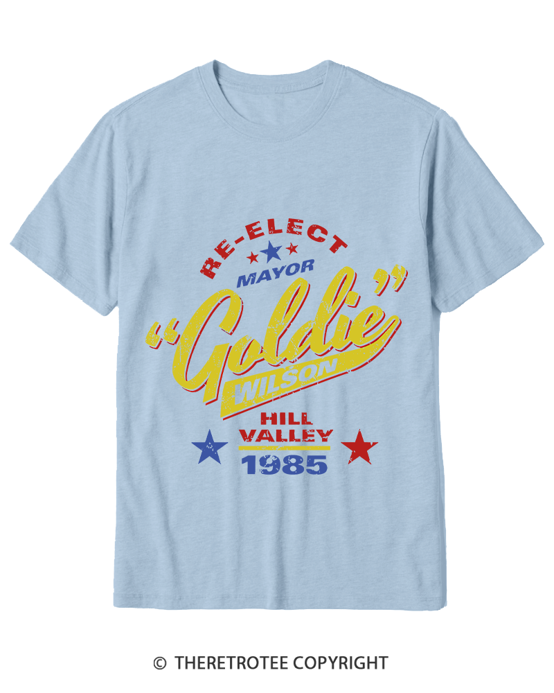 TheRetroTee Re-Elect Mayor Goldie Wilson 1980s Cotton T-Shirt