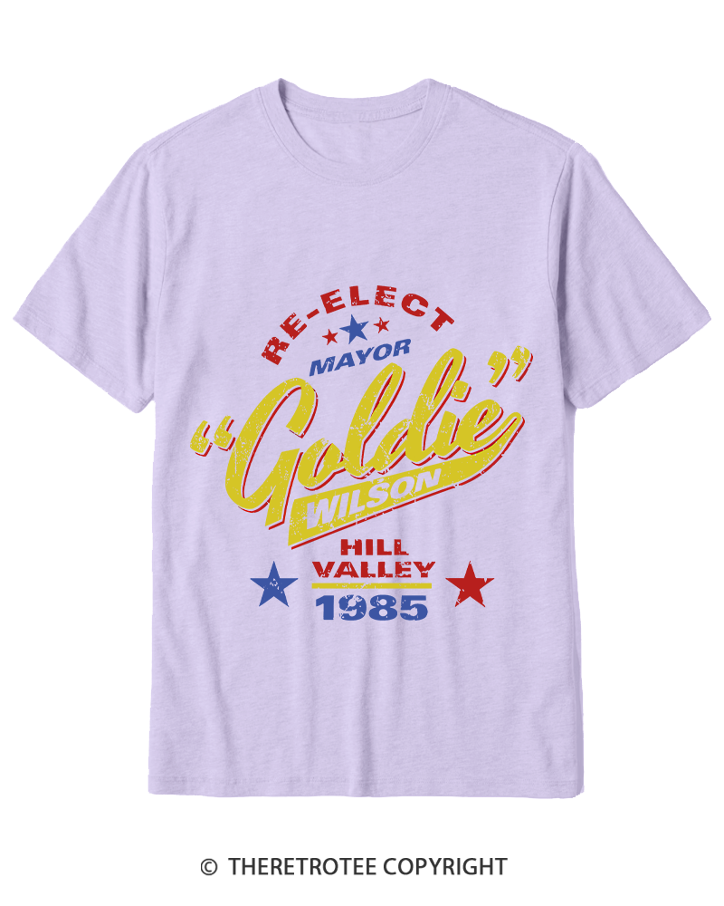 TheRetroTee Re-Elect Mayor Goldie Wilson 1980s Cotton T-Shirt