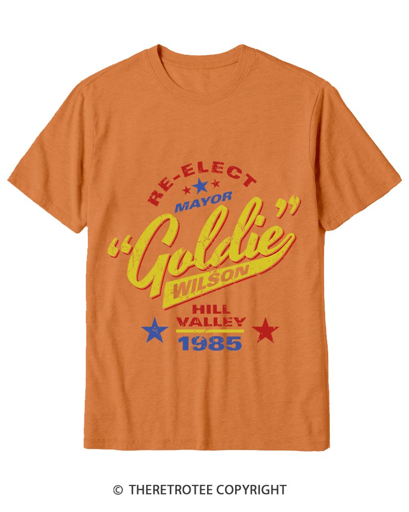 TheRetroTee Re-Elect Mayor Goldie Wilson 1980s Cotton T-Shirt