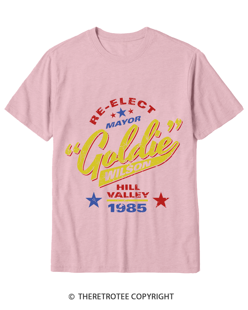 TheRetroTee Re-Elect Mayor Goldie Wilson 1980s Cotton T-Shirt