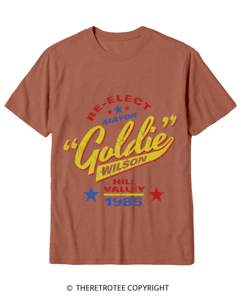 TheRetroTee Re-Elect Mayor Goldie Wilson 1980s Cotton T-Shirt