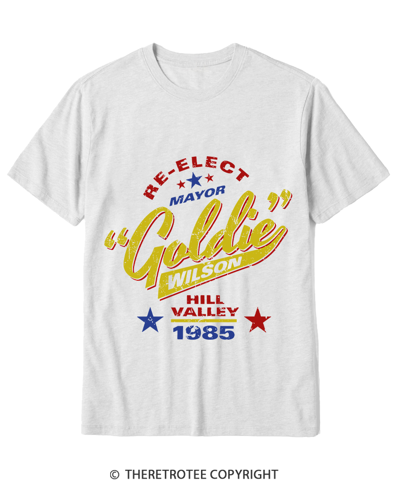 TheRetroTee Re-Elect Mayor Goldie Wilson 1980s Cotton T-Shirt