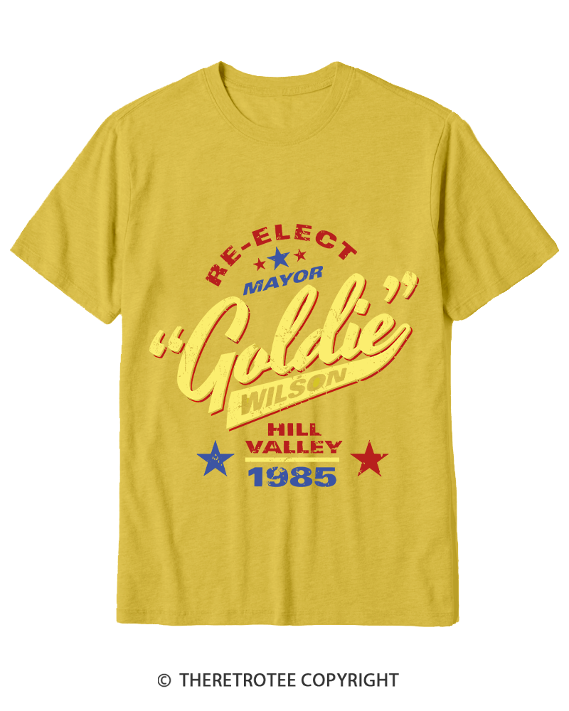 TheRetroTee Re-Elect Mayor Goldie Wilson 1980s Cotton T-Shirt