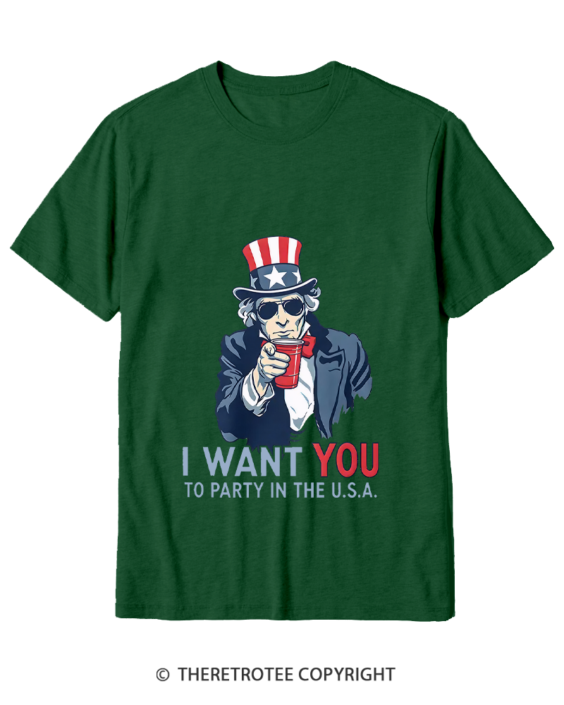 TheRetroTee Party in the U.S.A Cotton T-Shirt