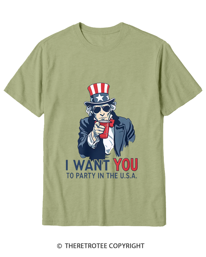 TheRetroTee Party in the U.S.A Cotton T-Shirt