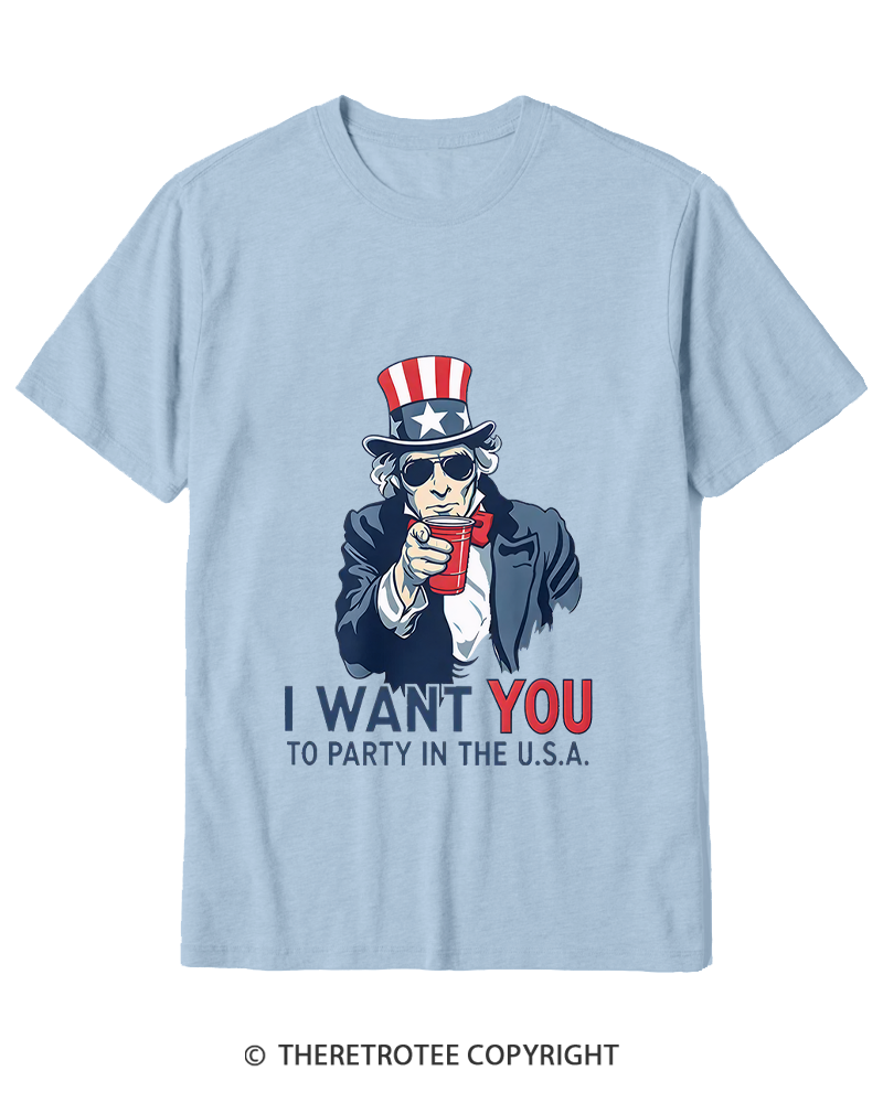 TheRetroTee Party in the U.S.A Cotton T-Shirt