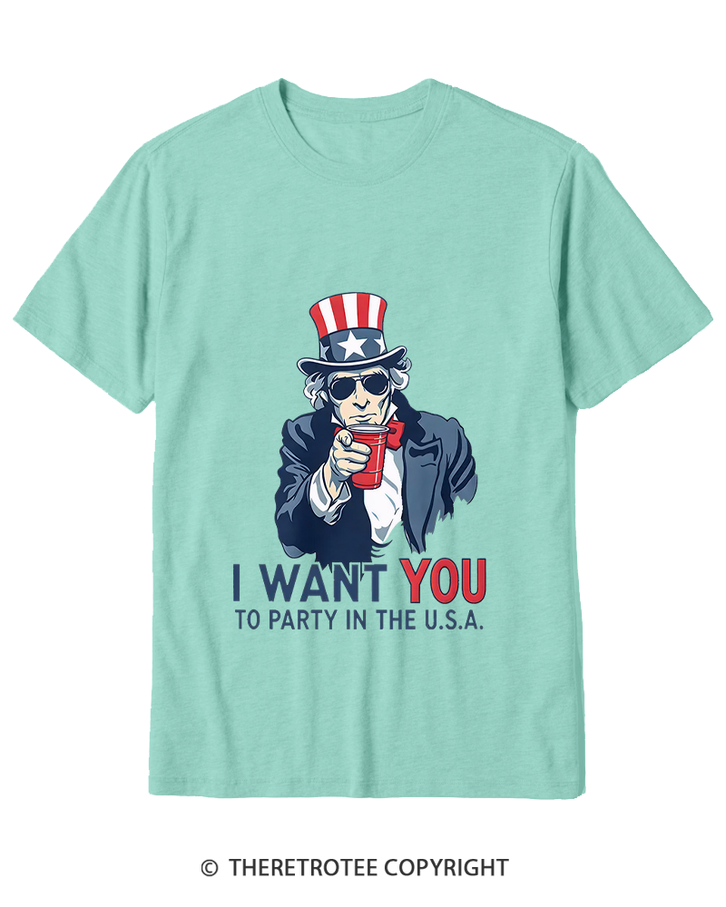 TheRetroTee Party in the U.S.A Cotton T-Shirt