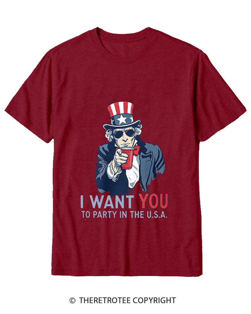 TheRetroTee Party in the U.S.A Cotton T-Shirt