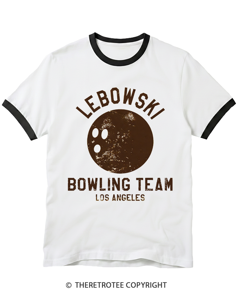 TheRetroTee Lebowski Bowling Team Los Angeles 1980s Ringer T-shirt