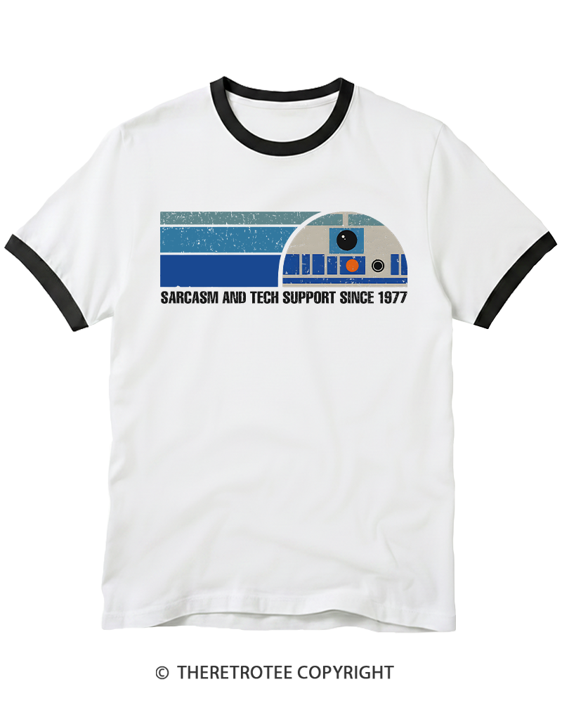 TheRetroTee Sarcasm And Tech Support 1970s Ringer T-shirt