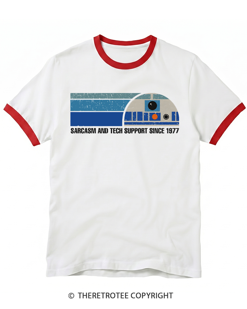 TheRetroTee Sarcasm And Tech Support 1970s Ringer T-shirt