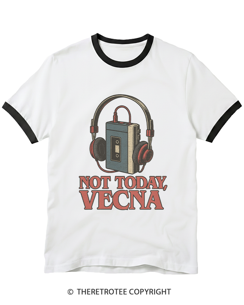 TheRetroTee Not Today Retro Cassette Tape 1980s Ringer T-shirt