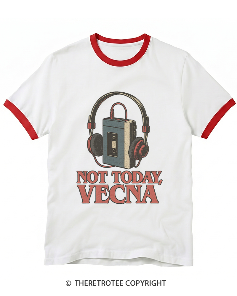 TheRetroTee Not Today Retro Cassette Tape 1980s Ringer T-shirt
