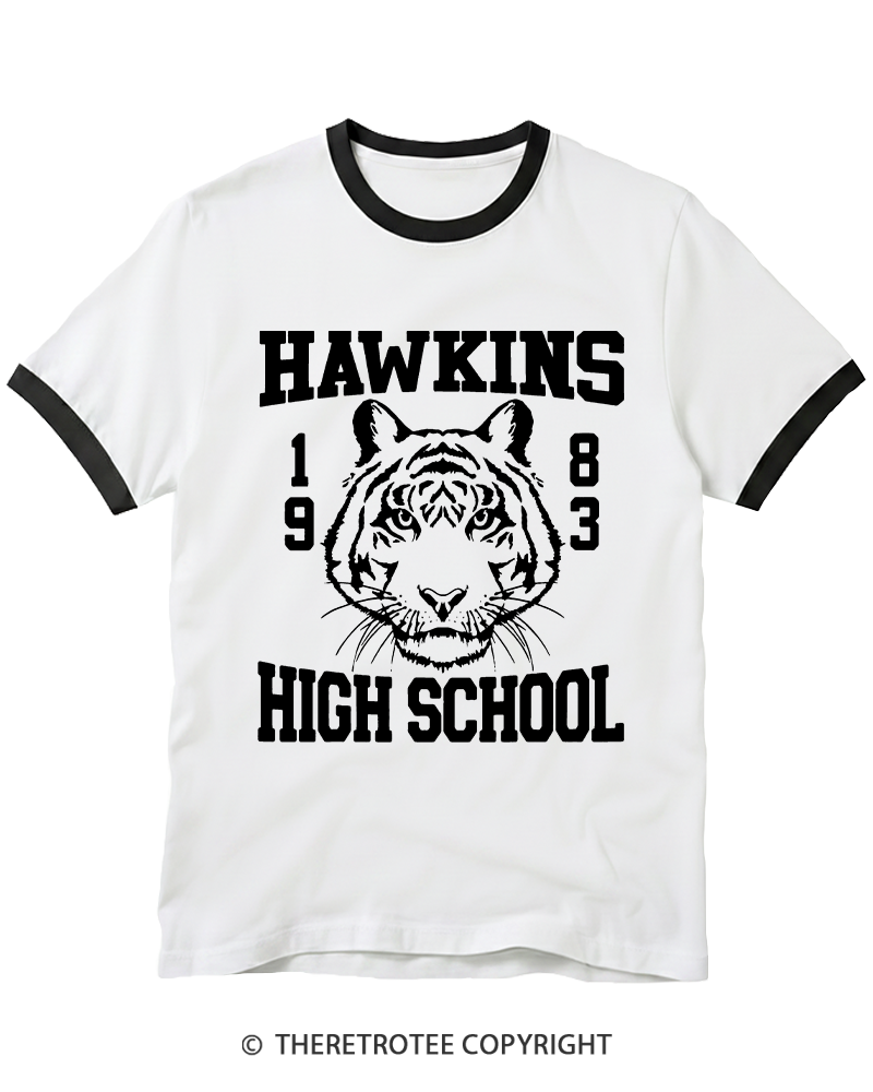 TheRetroTee Hawkins High Tiger 1980s Ringer T-shirt