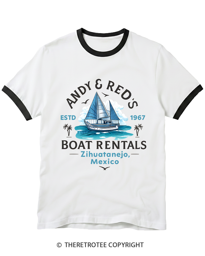 TheRetroTee Boat Rentals 1990s Ringer T-shirt