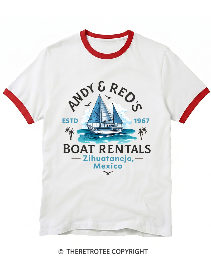 TheRetroTee Boat Rentals 1990s Ringer T-shirt