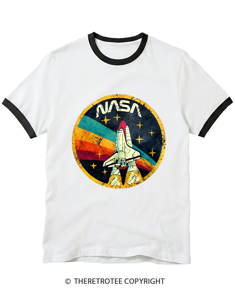 TheRetroTee Orbital Launch Program 1970s Ringer T-shirt