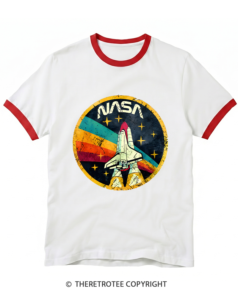 TheRetroTee Orbital Launch Program 1970s Ringer T-shirt