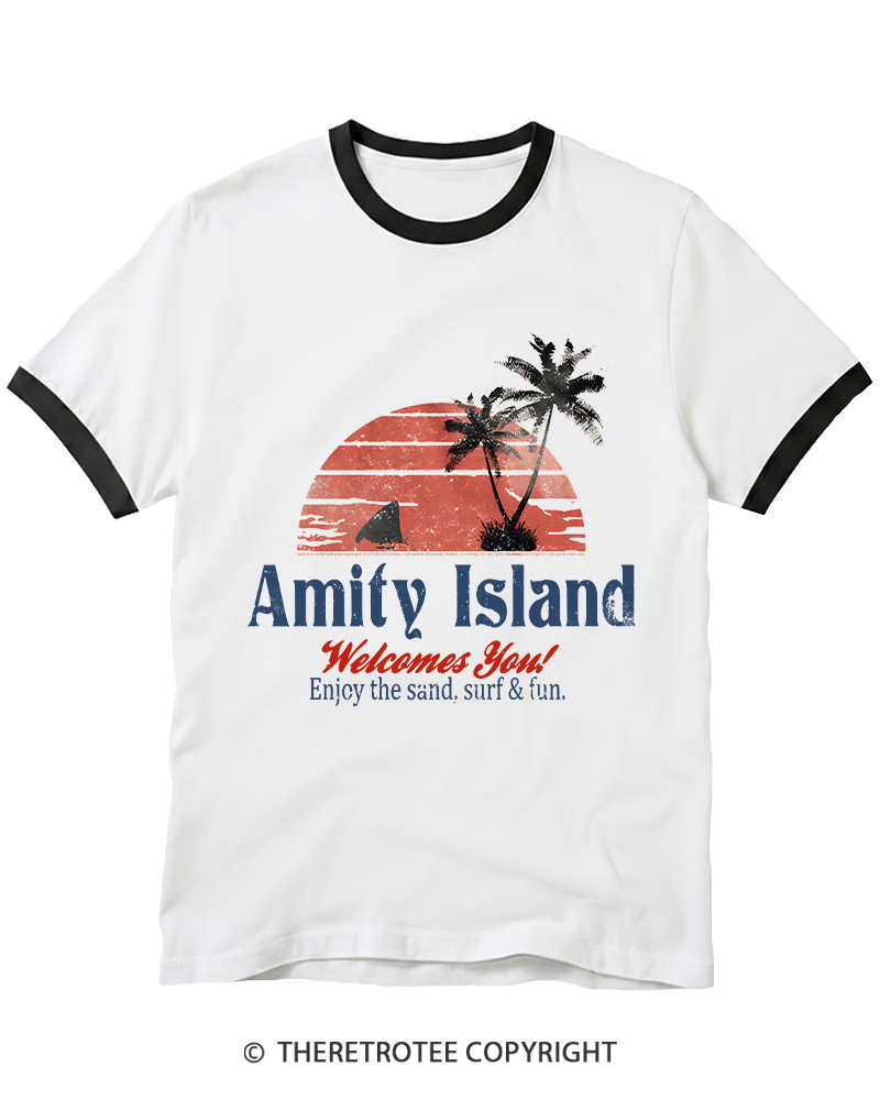 TheRetroTee Enjoy The Sand 1970s Ringer T-shirt
