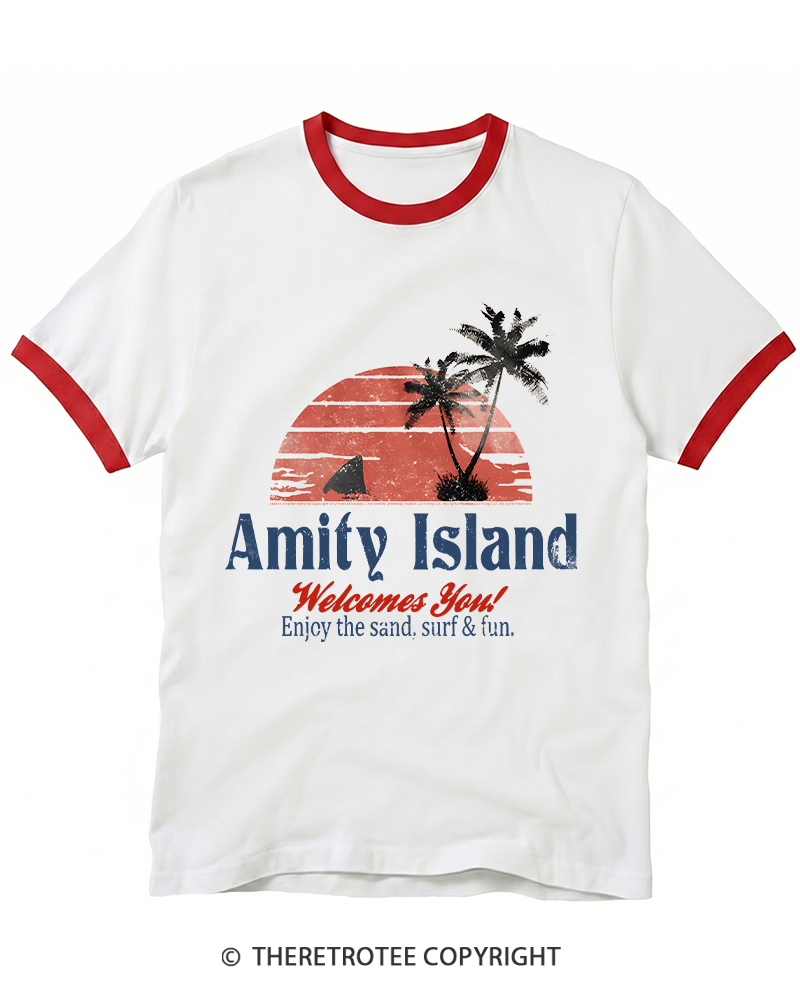 TheRetroTee Enjoy The Sand 1970s Ringer T-shirt