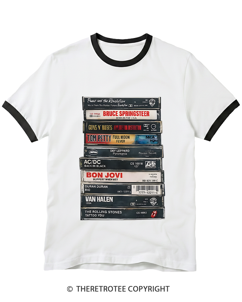 TheRetroTee Rock cassettes 1980s Ringer T-shirt