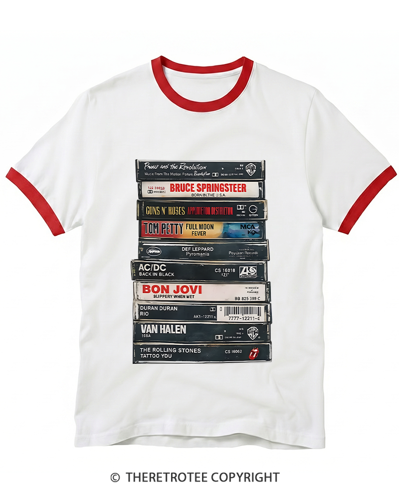 TheRetroTee Rock cassettes 1980s Ringer T-shirt
