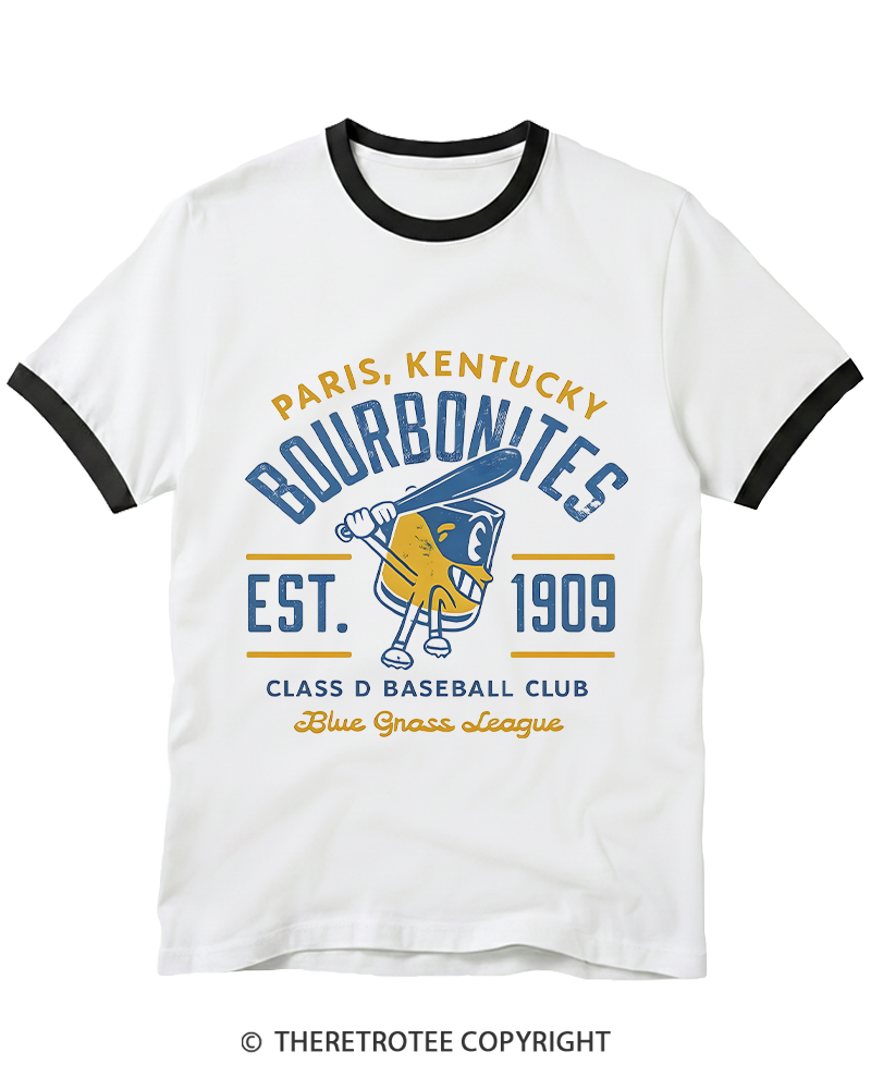 TheRetroTee 1900s Bourbon League Slugger Retro Ringer T-shirt