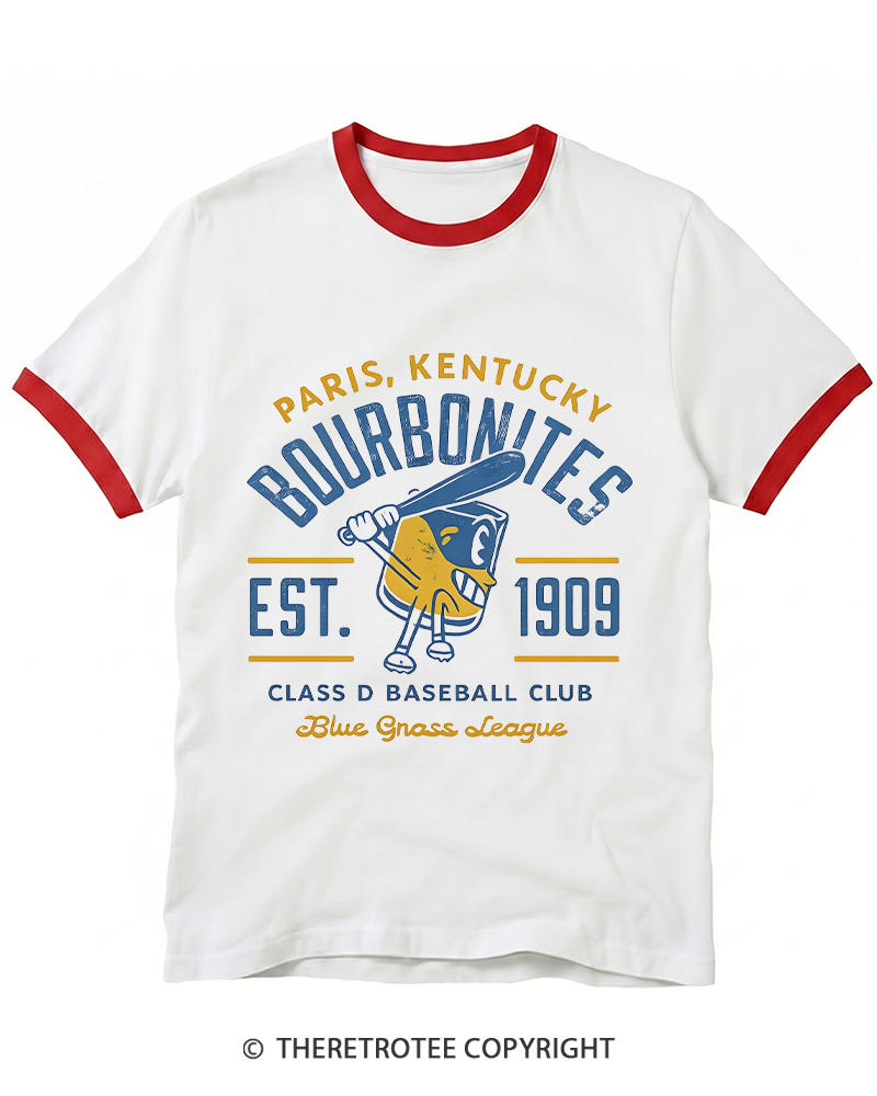 TheRetroTee 1900s Bourbon League Slugger Retro Ringer T-shirt