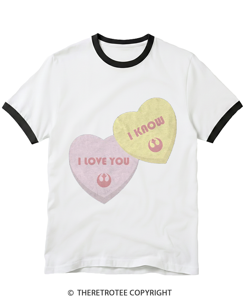 TheRetroTee I Love You I Know Candy Hearts 1980s Ringer T-shirt