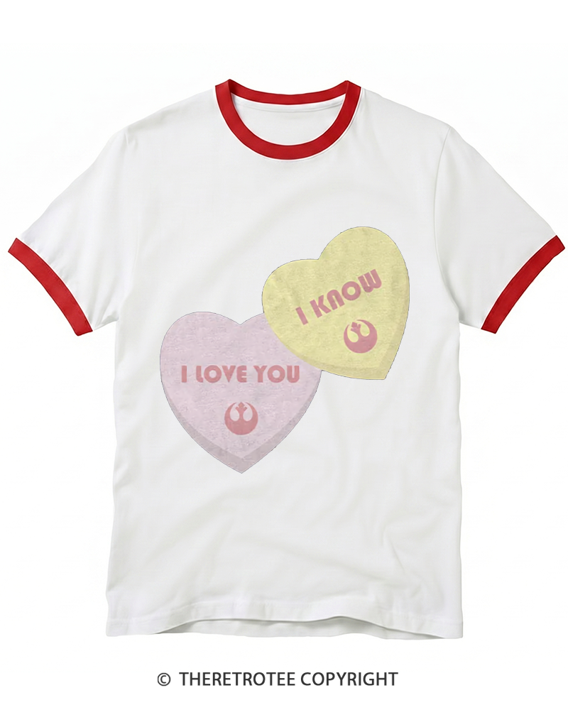 TheRetroTee I Love You I Know Candy Hearts 1980s Ringer T-shirt