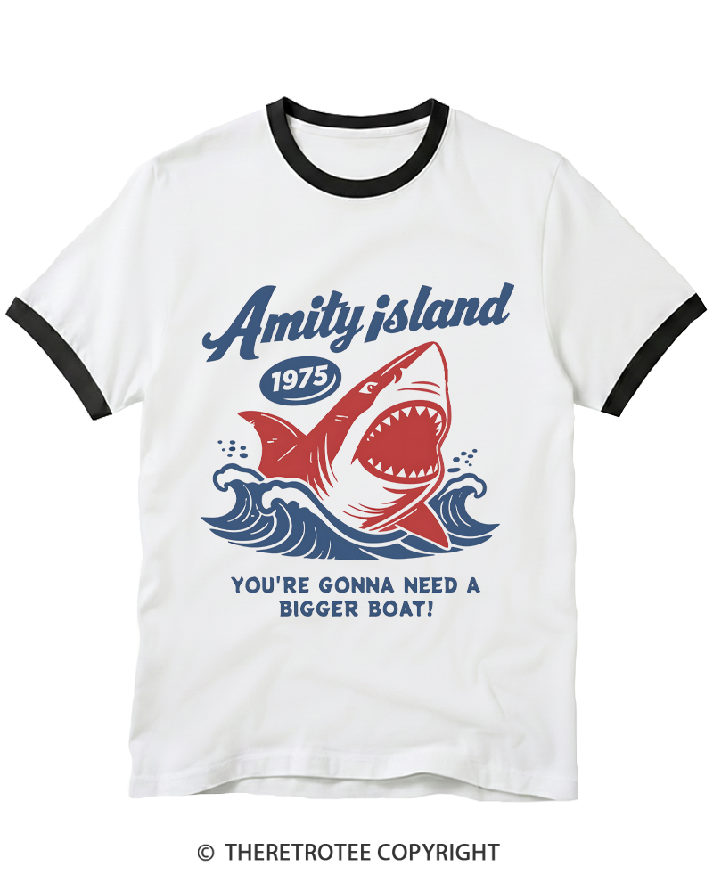 TheRetroTee Seaside Harbor 1970s Ringer T-shirt