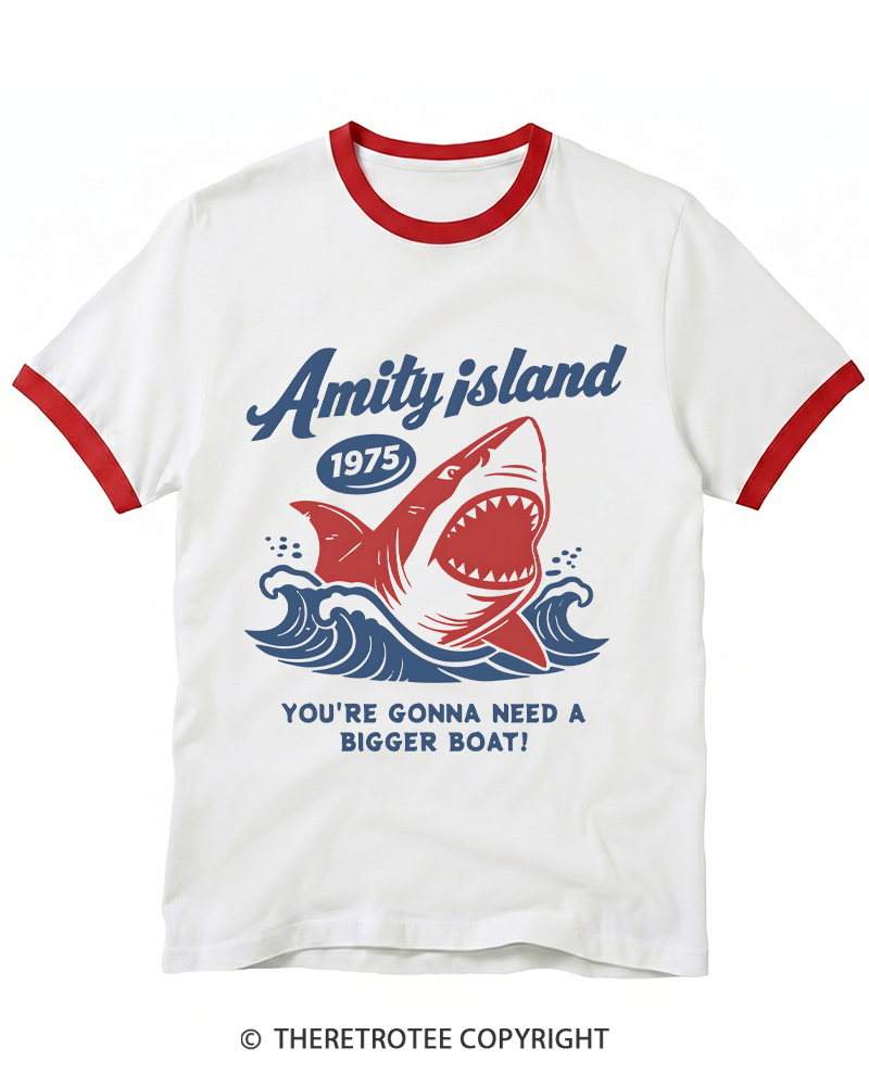 TheRetroTee Seaside Harbor 1970s Ringer T-shirt
