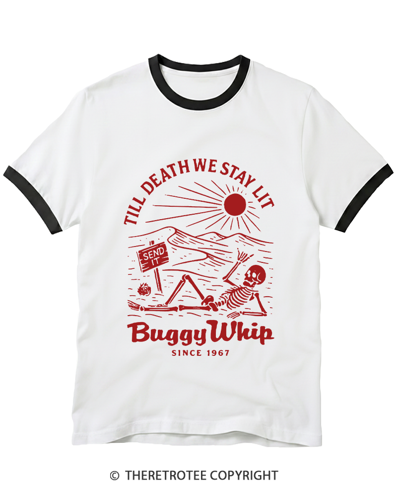 TheRetroTee 1960s Till Death We Stay Lit Ringer T-shirt