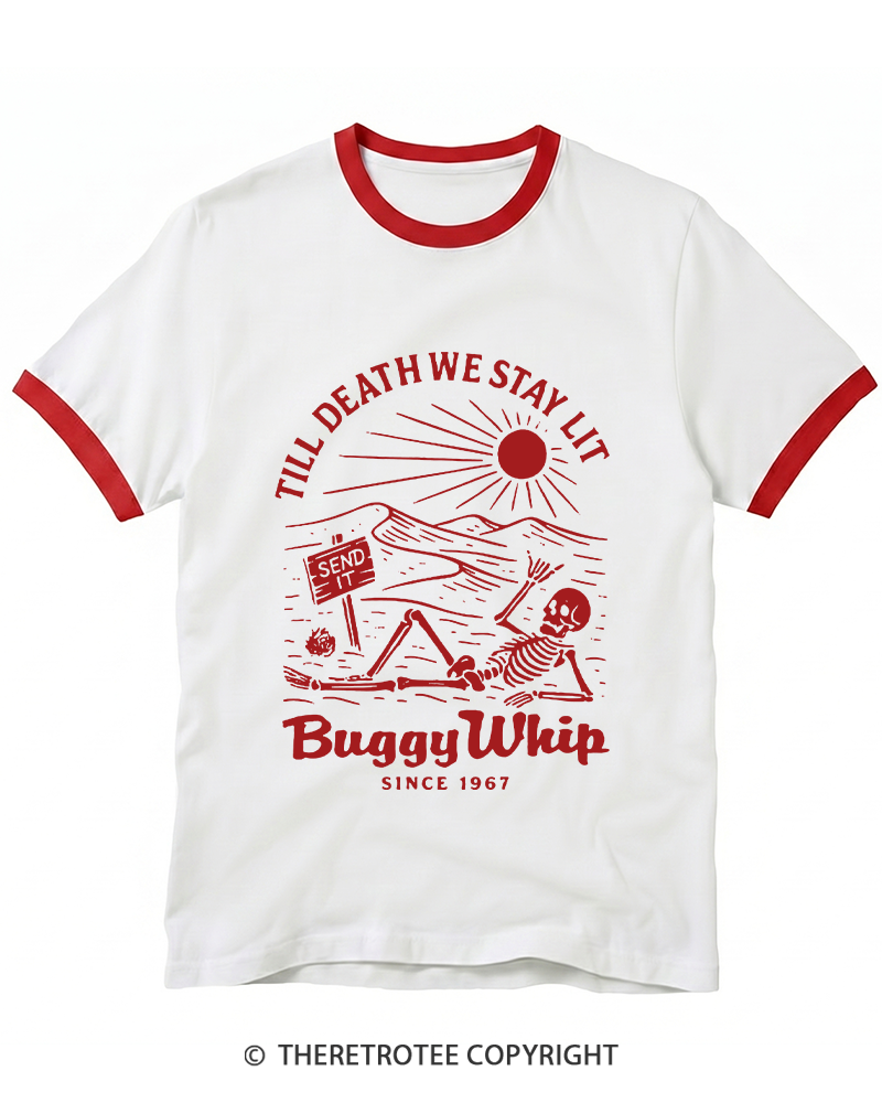 TheRetroTee 1960s Till Death We Stay Lit Ringer T-shirt